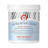 First Aid Beauty Ultra Repair Cream jar close-up showing rich hydration