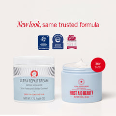 First Aid Beauty Ultra Repair Cream jar closeup showing whipped texture for quick absorption