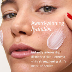 First Aid Beauty Ultra Repair Cream texture swirl highlights lightweight non-greasy formula