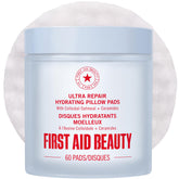 First Aid Beauty Ultra Repair Pillow Pad pack shot showing hydrated, soothed skin