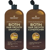 First Botany Biotin Hair Growth Shampoo bottle, showcasing vibrant formula and potential support for healthier follicles.