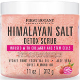 First Botany exfoliante corporal con sal del Himalaya para piel suave y renovada.