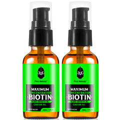 First Melody beard oil bottle showing biotin concentration for growth and conditioning.