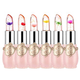 Firstfly crystal flower jelly lipstick 6pc set with pink temperature-adaptive tint.