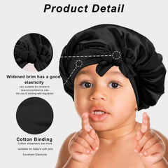 FIRSTPELLA bonete seda niños negro para diario, protección suave.