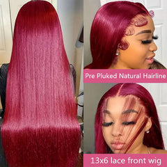 Fiumer Burgundy Wig showing full 180 density for dramatic styling