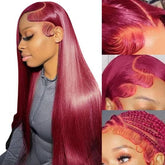 Fiumer Burgundy wig 28-inch full lace front for natural part and length.