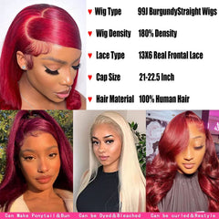 Fiumer Burgundy Wig pre plucked with baby hair for easy styling