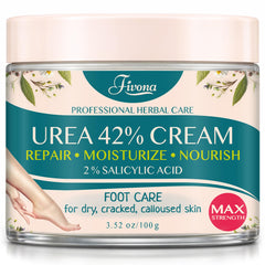 FIVONA 42% Urea foot cream jar front showing maximum strength for rough skin.