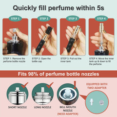 Fiwecos bottom-fill design for quick, mess-free perfume refills in seconds.