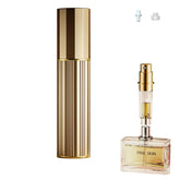 Fiwecos travel perfume bottle gold with bottom refill pump for on-the-go fragrance.
