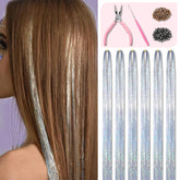Fiwecos silver hair tinsel kit with 1200 strands for instant sparkle.