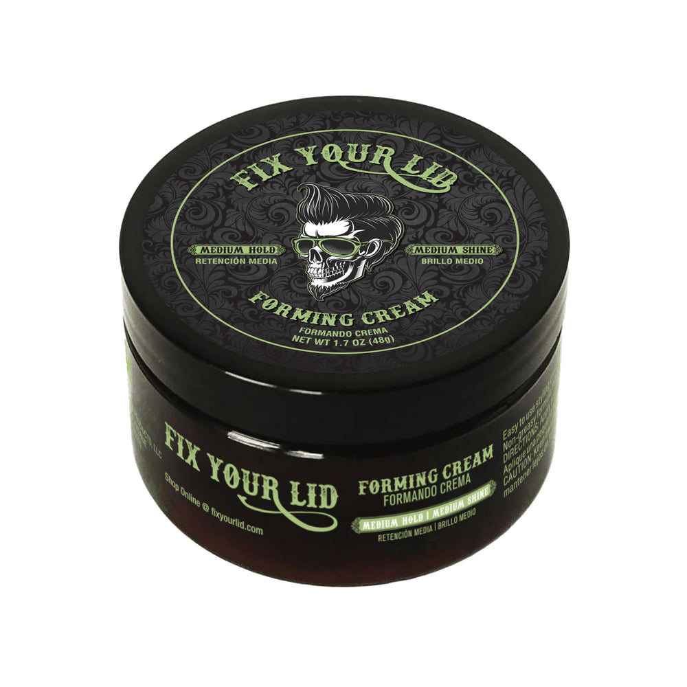 Fix Your Lid Forming Cream bottle closeup, showcasing compact, travel-friendly styling.