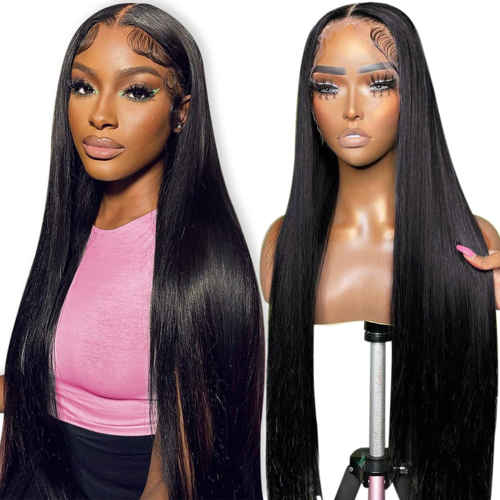 Flady 28-inch bone straight wig front view showing natural hairline and density