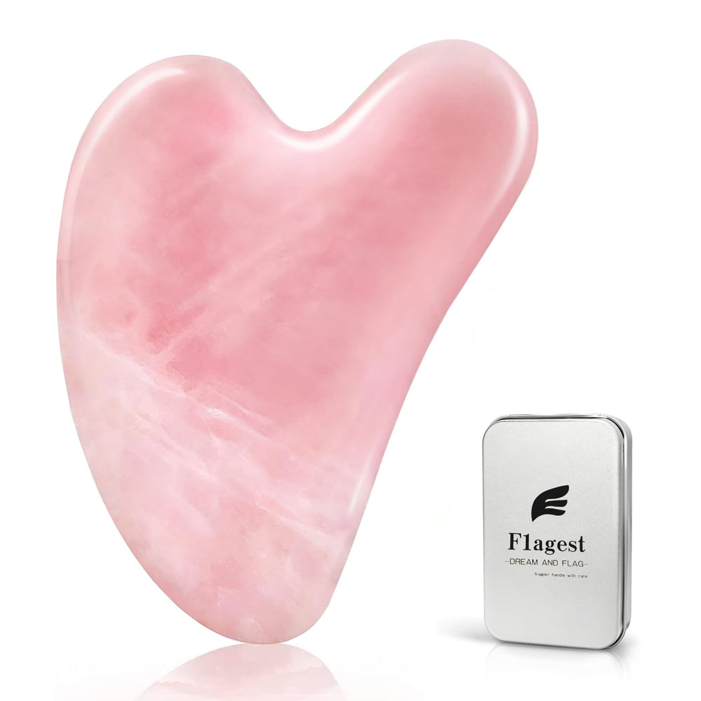 Flagest Gua Sha Rose Quartz Heart Shape tool for facial massage and rejuvenation