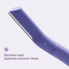 Exfoliation close-up from Flamingo Dermaplane Razor improves prep for products.