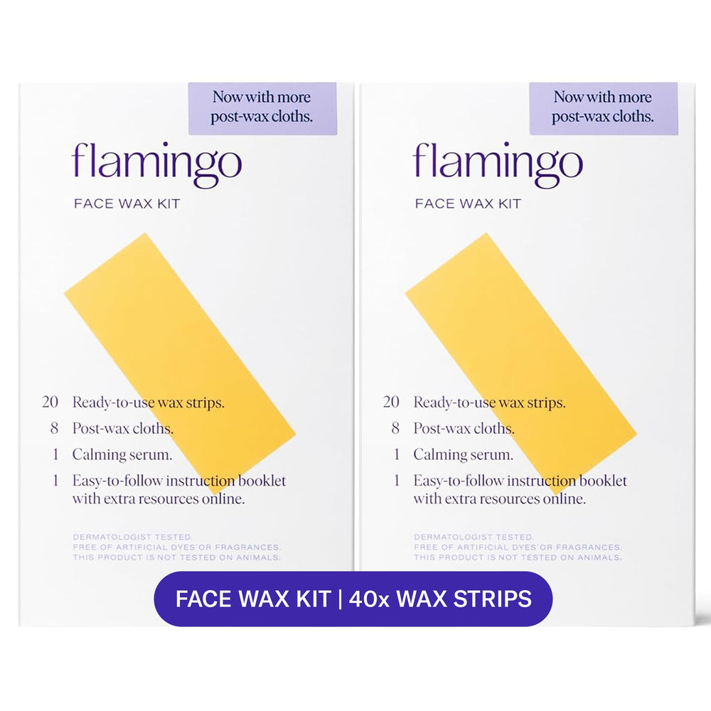 Flamingo face wax strips close-up for gentle facial hair removal