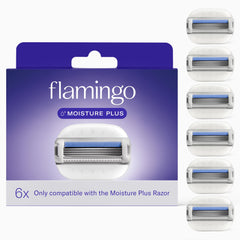 Flamingo Moisture Plus refill 4 blades for a close shave with moisture bars.