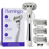 Flamingo Razor Handle offers a weighted, non-slip grip for secure shaving.
