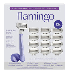 Flamingo women's razor lilac handle for a secure, comfortable shave.