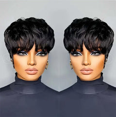 Flandi Pixie Cut Wig front view showing natural layered texture for daily wear