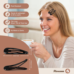 FLAREANN glossy enamel finish on a black hair clip adds subtle shine