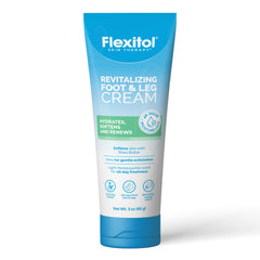 Flexitol Revitalizing Foot Cream bottle delivers intensive hydration for dry feet.