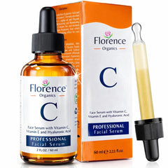 Florence Suero Vitamina C, botella con vertido, ideal para aplicación rápida.