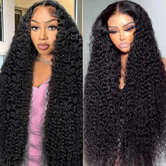 Flower Shadow 13x6 water wave lace front wig with natural parting and long length.