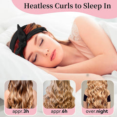 Flylipu long hair wrap secured around head for overnight styling