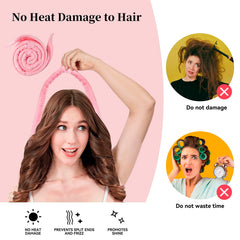 Flylipu model sleeping with curlers demonstrates overnight styling convenience