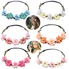 Diadema floral Flyouthe, colección de 6 piezas, ideal para bodas y sesiones de fotos.