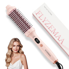 FLYZEMAA heated round brush, barrel pink, for smooth, salon-style blowouts at home