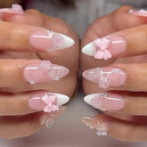 Uñas falsas Foccna estilo almendra blancas para uso diario.