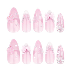 Uñas falsas Foccna puntas brillantes rosadas para looks modernos.