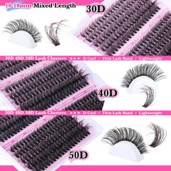 Focipeysa cat-eye-effect clusters create glamorous outer lashes.