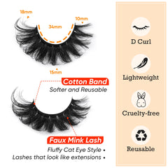 Ruffle curly lashes create a soft cat-eye opening.