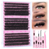Focipeysa full volume kit with 70D-90D clusters for dramatic, natural-looking wispy lashes.