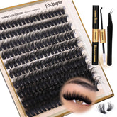 Focipeysa lash extension kit contents laid out for at-home glam and easy application.