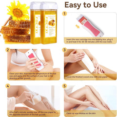 FOCTXI Roll-on wax technology heats quickly for comfortable sessions.