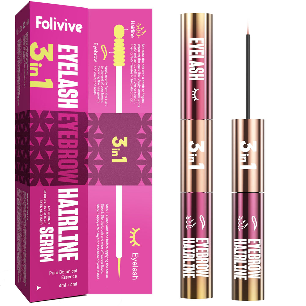 Folivive 3-en-1 para pestañas, crecimiento natural y definición.