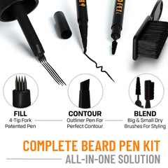 Follicle Booster waterproof beard pen seals color against sweat.