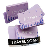 FOMIN jabón en papel antibacteriano lavanda, 300 hojas para viajar.