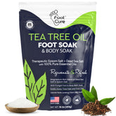 Foot Cure remojo de pies en botella con te de árbol de té para spa en casa.