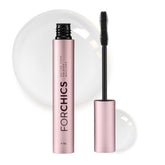 ForChics Nourishing Mascara bottle close-up shows a nourishing formula for healthier-looking lashes.