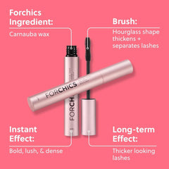 ForChics Nourishing Mascara brush application demonstrates smooth, clump-free coverage for precise volume.