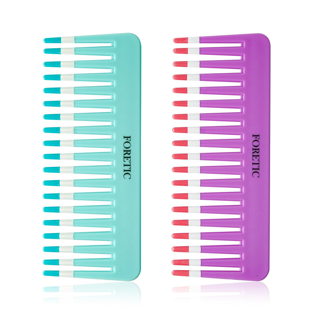 Foretic wide-tooth anti-static comb purple pack for gentle detangling on the go.