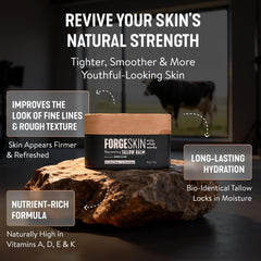 Forge Skin Wrinkle Defense Balm packaging highlights organic components