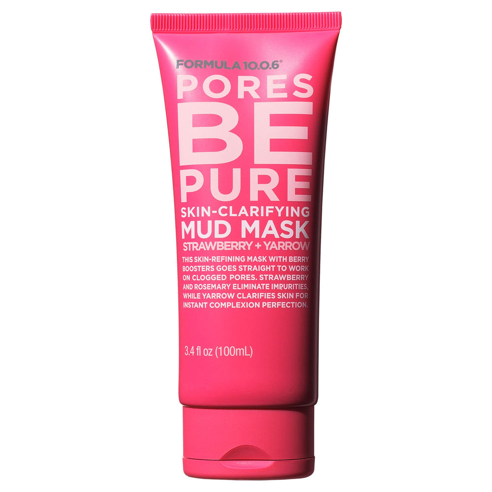 FORMULA 10.0.6 Pores Be Pure mud mask in jar for pore refinement.