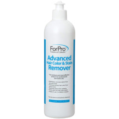 ForPro Advanced Hair Color Stain Remover bottle cleans stains quickly for skin and fabrics.